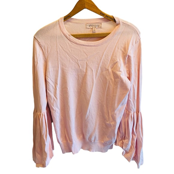 ⭐️ Philosophy Long Bell Sleeve Pink Pullover Top - Picture 3 of 6